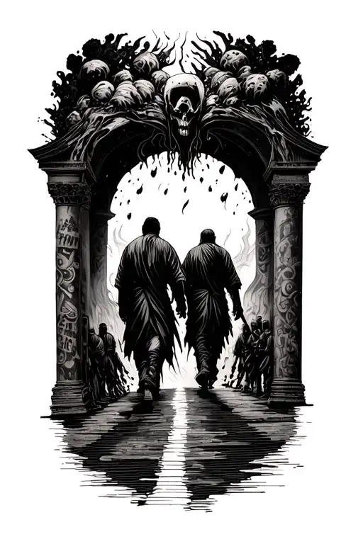 men walking towards hell you dreaming When tattoo design idea