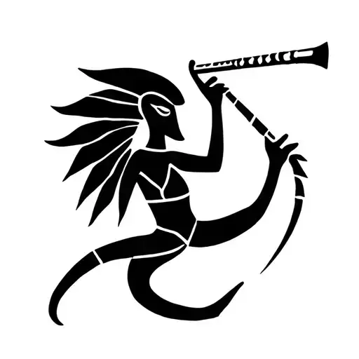 minimalist kokopelli playing flute outline tattoo tattoo design idea