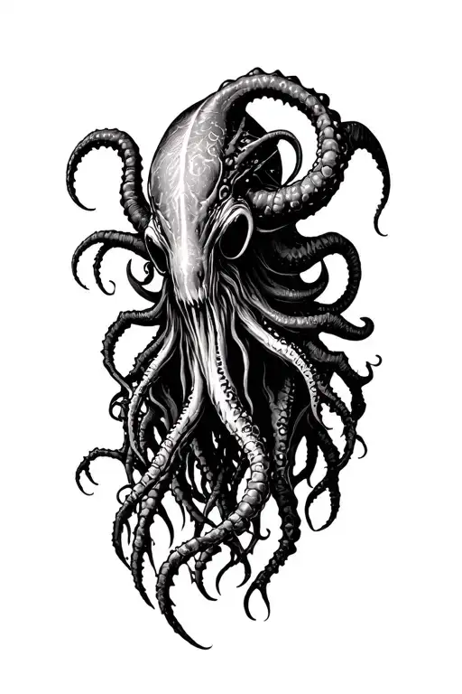 cosmic horror Cthulhu emerging tattoo design idea