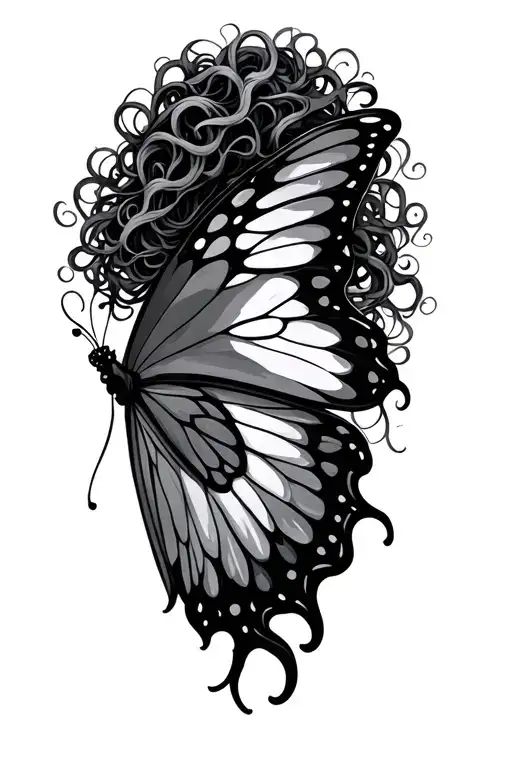 Medusa And Semicolon butterfly wings tattoo design idea