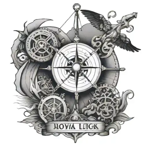 nautical element with the names Dillon Luka Emilee and nova tattoo design idea