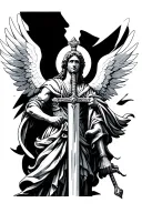 saint michael with sword tattoo design idea