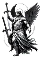 saint michael with sword tattoo design idea
