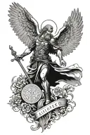 saint Christopher and hawk perched tattoo design idea