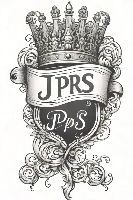 J.P.S In cursive with the "J" underlining the "J.P.S" with a crown hanging on the J tattoo design idea