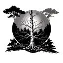 alder tree & birch tree intertwined tattoo design idea