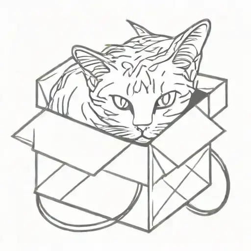 calico Cat in a box Memorial tattoo design idea