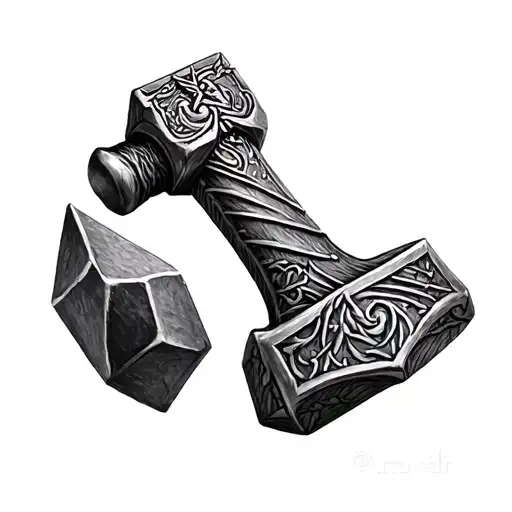mjolnir hammer tattoo design idea