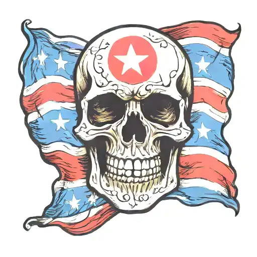 Tennessee state flag skull red tattoo design idea