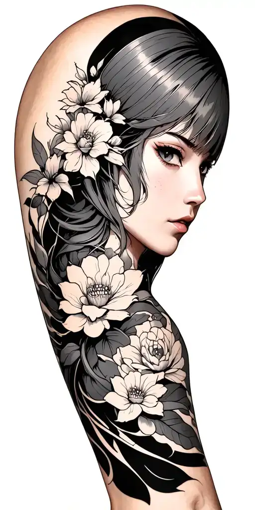 anime manga panels as full arm sleeve tattoo design idea