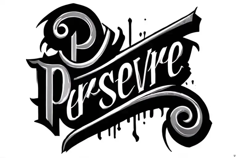 "Persevere" masculine text tatoo tattoo design idea