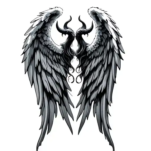 angel and devil wings tattoo design idea