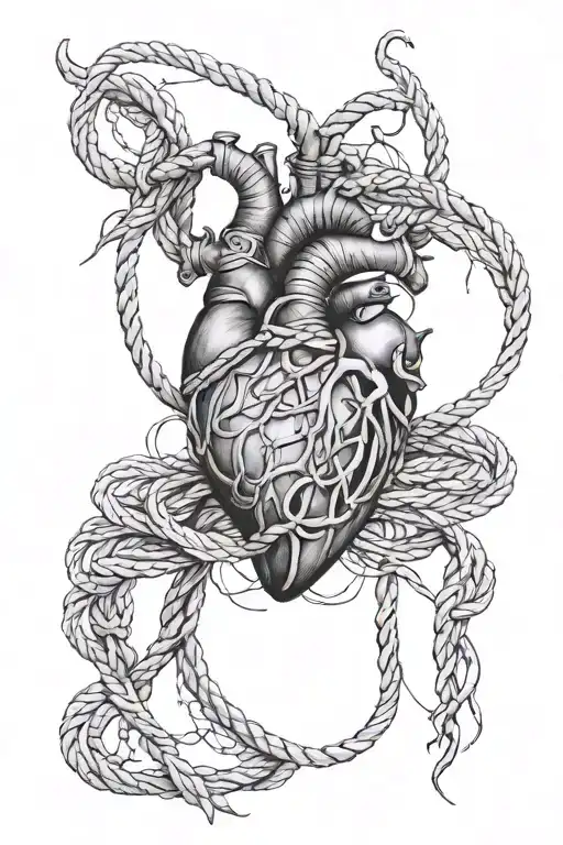 Create a tattoo design inspired by shibari rope bondage and the human heart that is sensual and sexy tattoo design idea