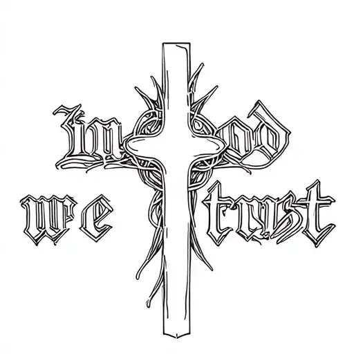 "in god we trust" crosses tattoo design idea