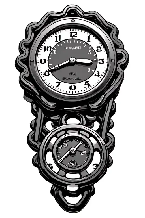 timing chain with clock and gauge cluster shaped like tattoo design idea