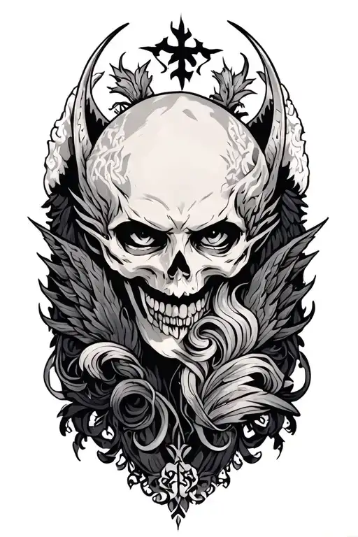the morrigan god of death sleeve tattoo design idea
