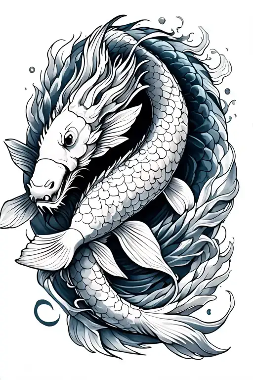 KOI FISH TRANSITIONING INTO A DRAGON WRAPPING AROUND THE ARM  tattoo design idea