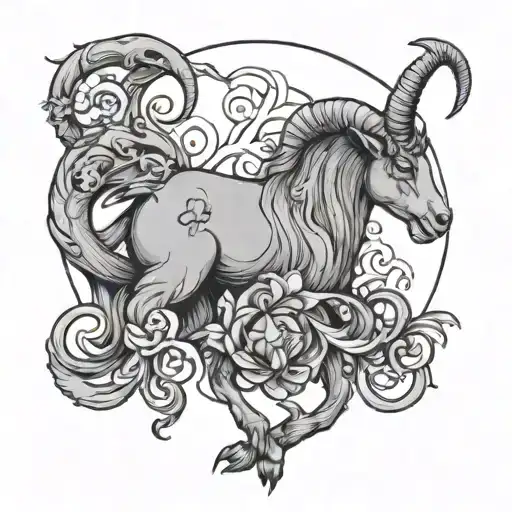 Capricorn with life and death tattoo design idea