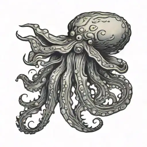 a cuttlefish inspired by Cthulhu tattoo design idea