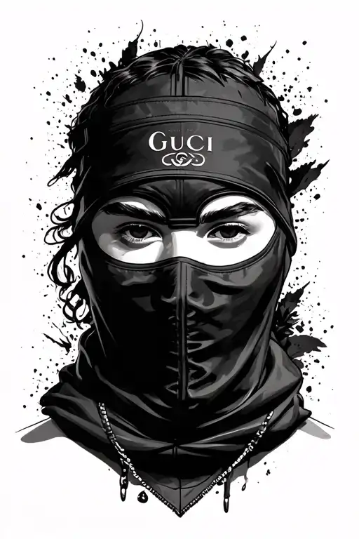 Gucci ski mask tattoo design idea
