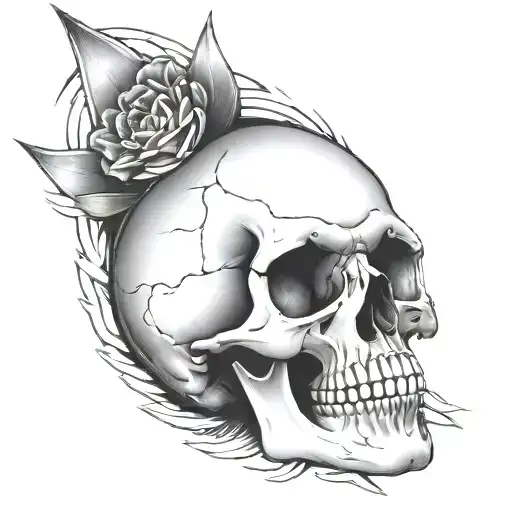 skull direct angle tattoo design idea