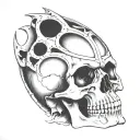 skull direct angle tattoo design idea