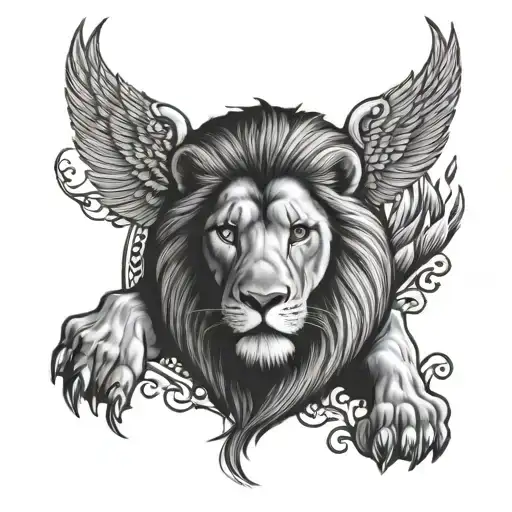 shining light, God is gracious and lion roaring tattoo design idea