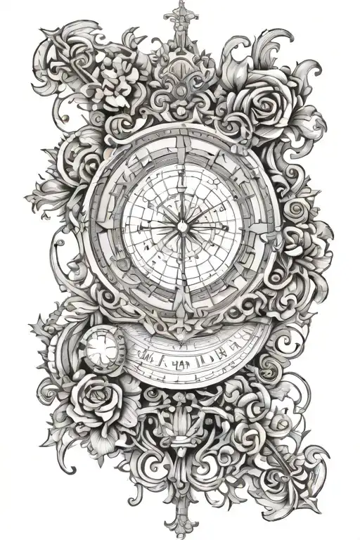 renaissance mathematics line drawing tattoo design idea