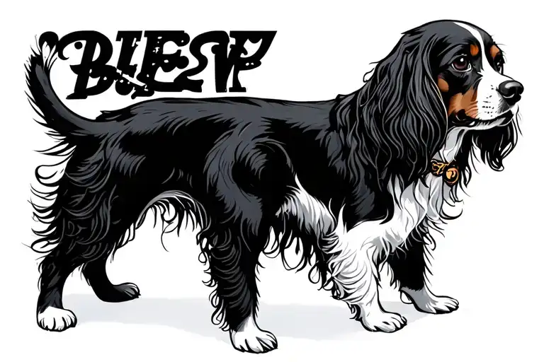 cocker spaniel with long hair tattoo design idea
