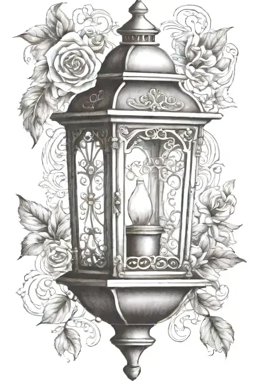 ornate vintage lantern by itself tattoo design idea