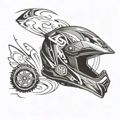 motocross helmet and gear numbers tattoo design idea