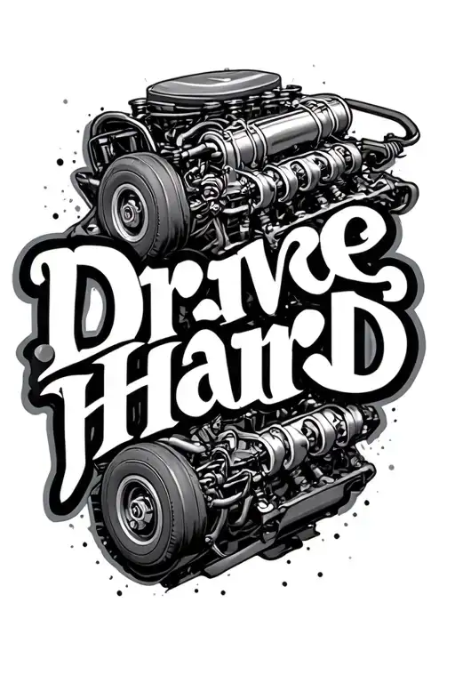 "Drove hard" V8 Engine tattoo design idea