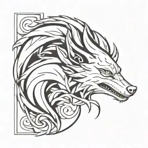 Naruto Shippuden sun, half moon, and nine tails combined black and white tattoo for men forearm   tattoo design idea