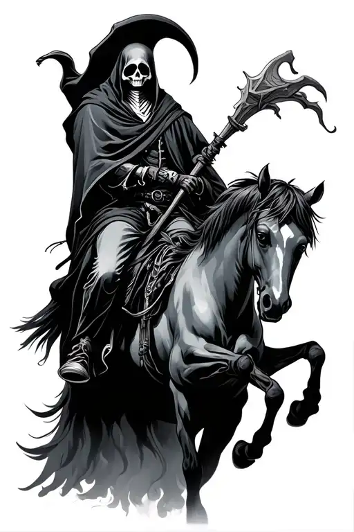grim reaper on horse tattoo design idea