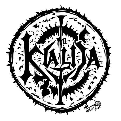surf the kali yuga minimalist black work gothick style lettering  tattoo design idea