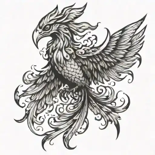 phoenix rising from the ashes tattoo design idea