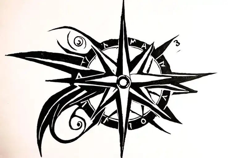 North Star compass tattoo design idea