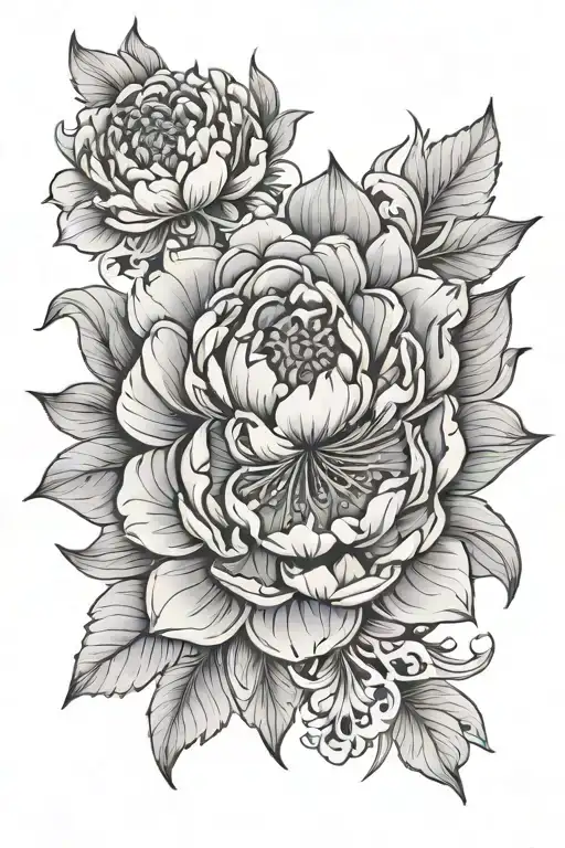 mandala incurring peony flowers tattoo design idea