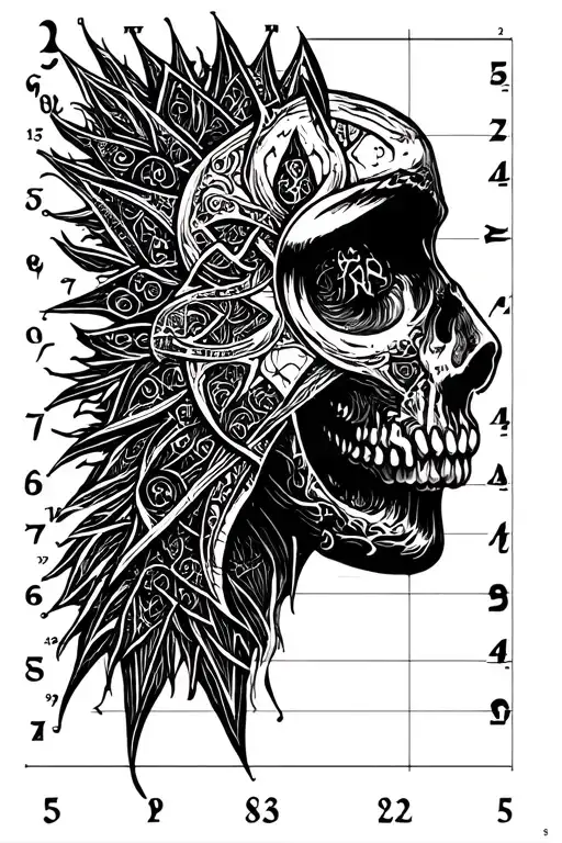 numerology chart with occult tattoo design idea