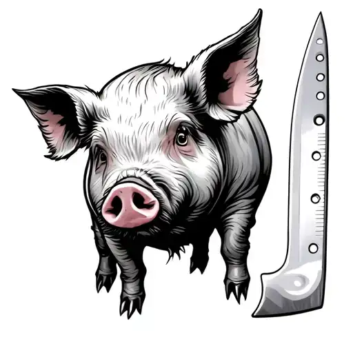 pig butcher knife tattoo design idea