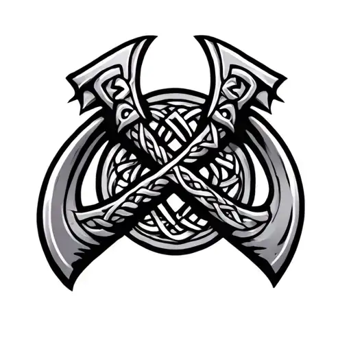 Celtic Axes crossed tattoo design idea