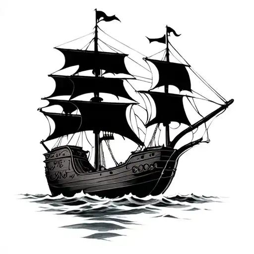 Ghost Pirate Ship tattoo design idea