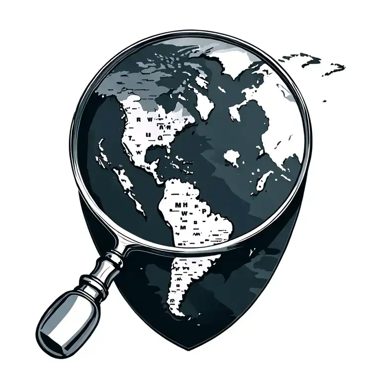 Hawaiian islands map with magnifying glass tattoo design idea