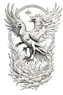 Phoenix rising from ashes tattoo design idea