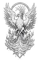 Phoenix rising from ashes tattoo design idea