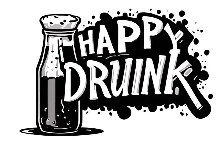 "Happy drunk" drugs tattoo design idea