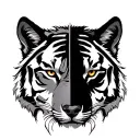half wolf and half tiger face tattoo design idea