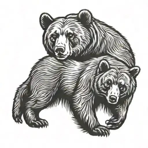 mama and baby bear tattoo design idea