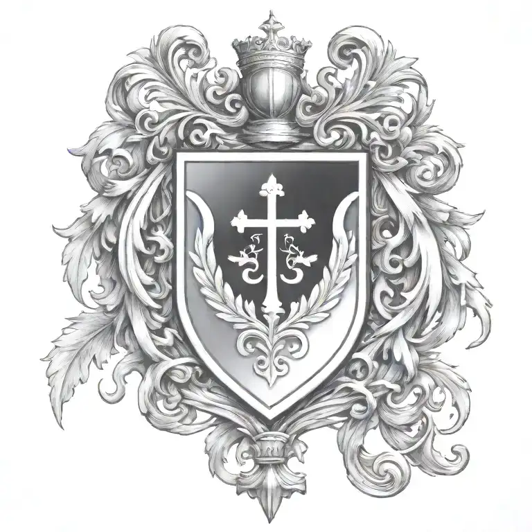 coat of arms heaven gate with holy trinity tattoo design idea