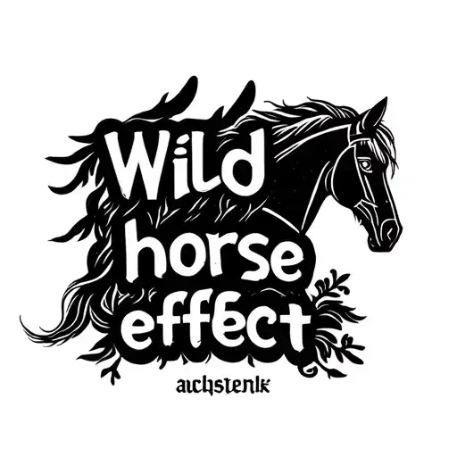 "wild horse effect" minimal font suitable for a tattoo for a girl and creatively incorporate the image of a horse into the horse word tattoo design idea